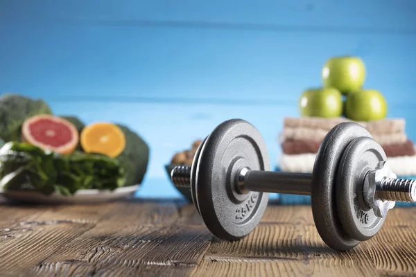 Conceito de aptidão - objetos e alimentos — Fotografia de Stock