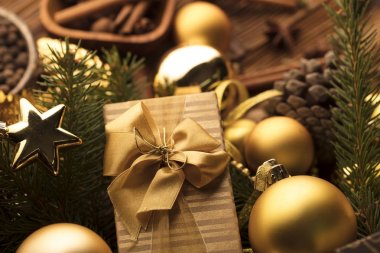 Noel tema. Hediyeler ve dekorasyon.