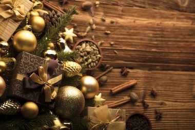 Noel tema. Hediyeler ve dekorasyon.