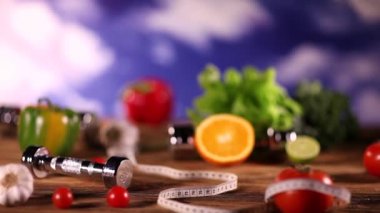 Sağlıklı gıda, fitness kavramı. Dolly vurdu.