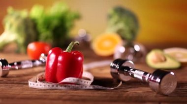 Sağlıklı gıda, fitness kavramı. Dolly vurdu.