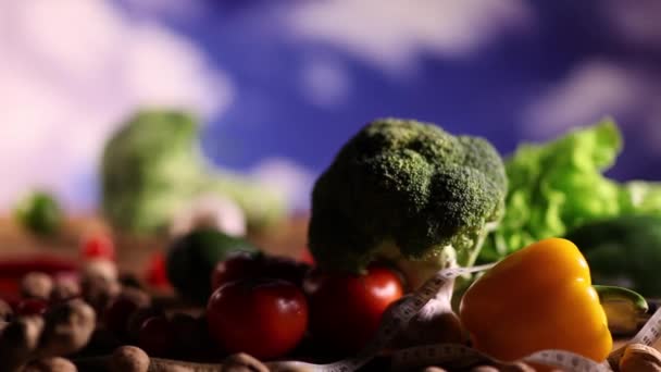 Gesunde Ernährung Fitness Konzept Kugelstoßer — Stockvideo