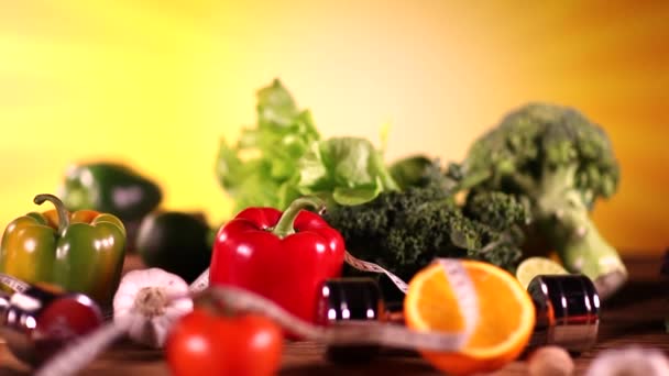 Alimentação Saudável Conceito Fitness Dolly Atirou — Vídeo de Stock