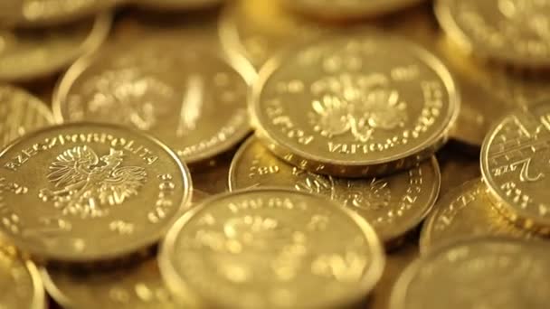 Montón Monedas Concepto Dinero Dolly Disparó — Vídeos de Stock