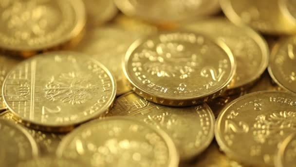 Empilement de pièces, concept d'argent. Dolly shot .