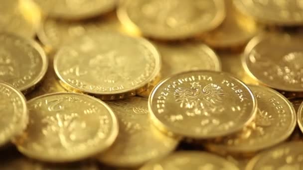 Montón Monedas Concepto Dinero Dolly Disparó — Vídeos de Stock