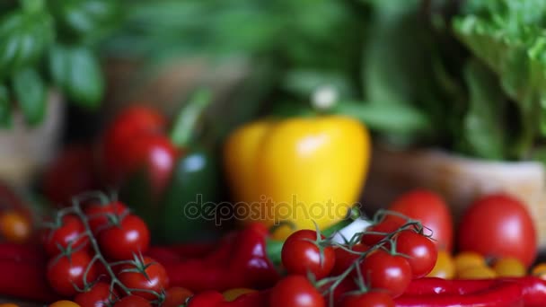 Legumes Orgânicos Conceito Comida Saudável Dolly Atirou — Vídeo de Stock