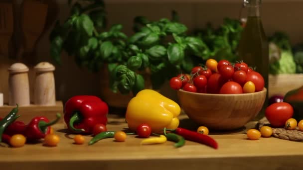 Ekologiska Grönsaker Hälsosam Matkoncept Dolly Skott — Stockvideo