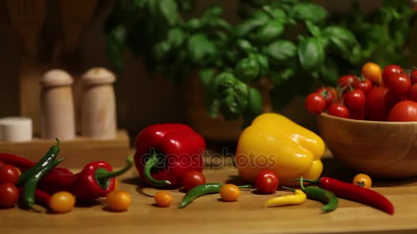 Verduras Ecológicas Concepto Comida Saludable Dolly Disparó — Vídeos de Stock