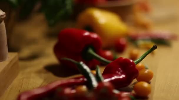 Legumes Orgânicos Conceito Comida Saudável Dolly Atirou — Vídeo de Stock