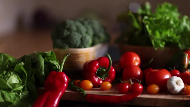 Organik Sebze Sağlıklı Gıda Kavramı Dolly Vurdu — Stok video