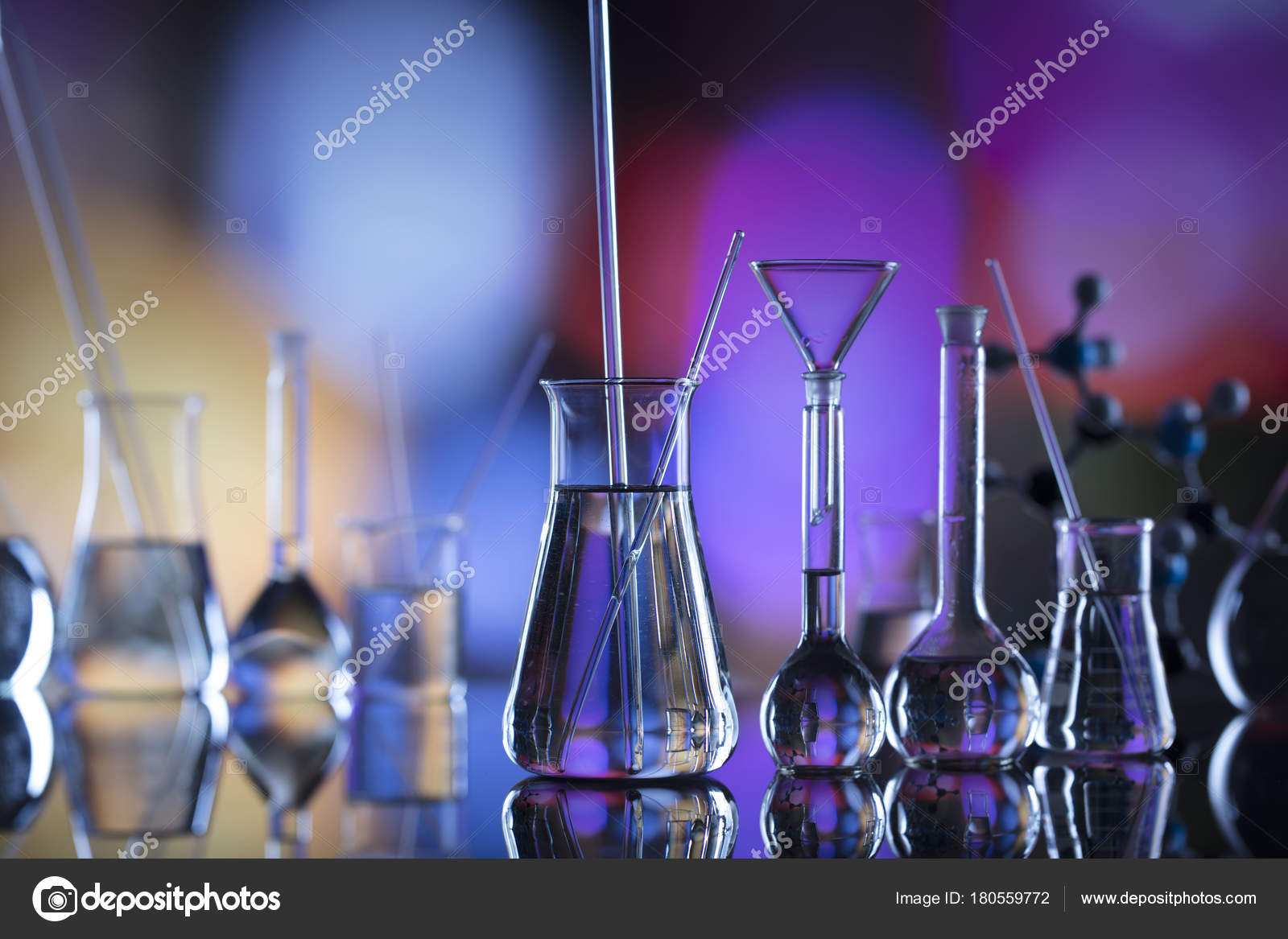 Science Concept Background Laboratory Glassware Composition Stock Photo