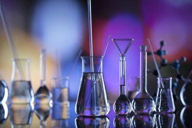 Bilim kavramı arka plan. Laboratuvar cam kompozisyon.