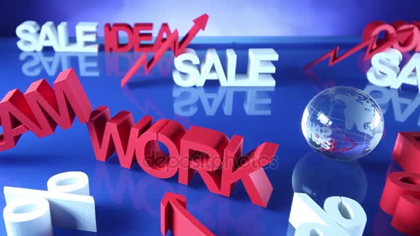 Sale Promotion Clip Business Concept Blue Background Dolly Shot — Stock Video