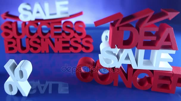 Sale Promotion Clip Business Concept Blue Background Dolly Shot — Stock Video