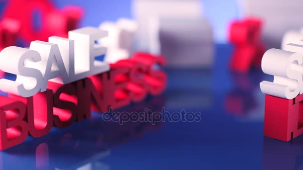 Sale Promotion Clip Business Concept Blue Background Dolly Shot — Stock Video