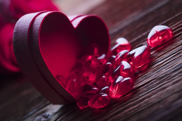 발렌타인 배경입니다 소박한 테이블에 로맨틱 그래피에 — 스톡 사진