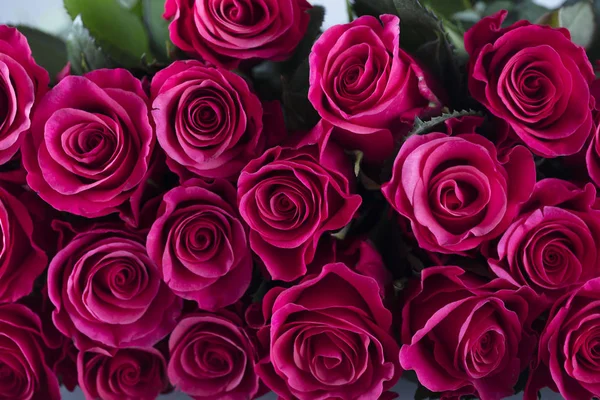 Концепція Дня Святого Валентина Букет Червоних Троянд Білому Тлі Місце — стокове фото