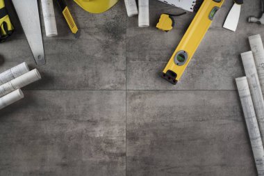 Yüklenici kavramı arka plan. Üstten Görünüm. Tipografi için yer. 