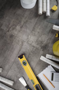 Yüklenici kavramı arka plan. Üstten Görünüm. Tipografi için yer. 