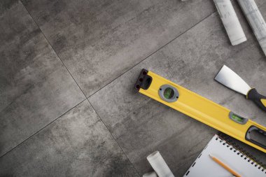 Yüklenici kavramı arka plan. Üstten Görünüm. Tipografi için yer. 