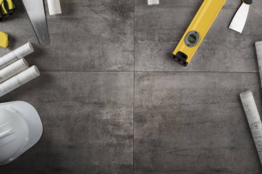 Yüklenici kavramı arka plan. Üstten Görünüm. Tipografi için yer. 