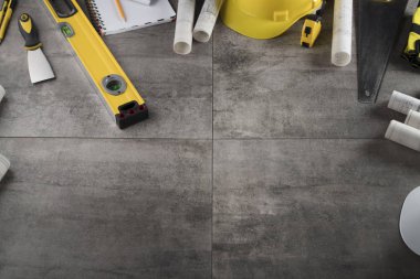 Yüklenici kavramı arka plan. Üstten Görünüm. Tipografi için yer. 