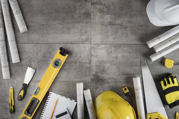 Yüklenici kavramı arka plan. Üstten Görünüm. Tipografi için yer. 