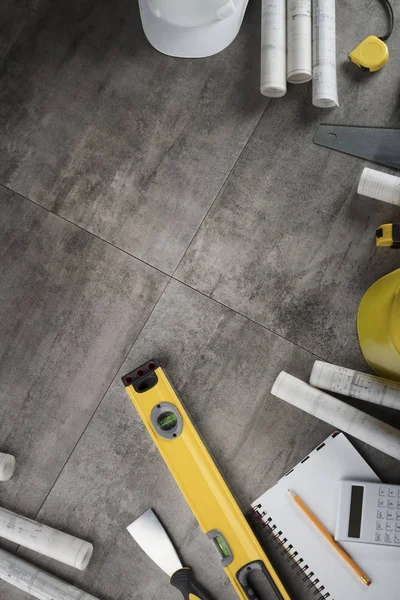 Yüklenici kavramı arka plan. Üstten Görünüm. Tipografi için yer. 