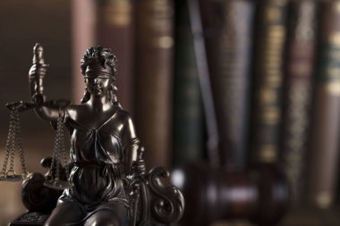 Hukuk ve adalet kavramı. Themis - kör adalet sembolü.