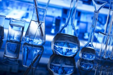 Laboratuvar iç. Laboratuvar ekipmanları cam şişeler. Bilim kavramı.