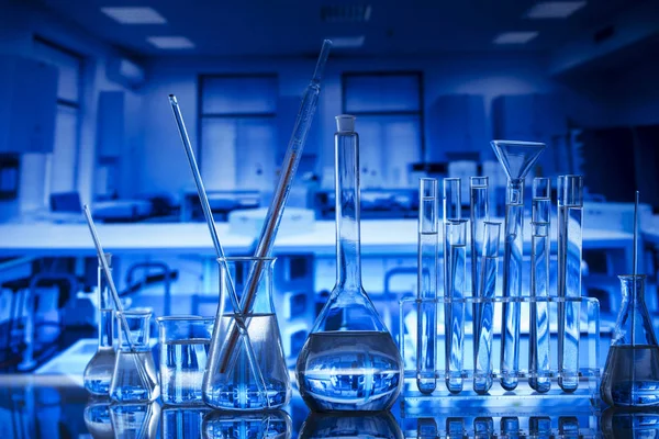 Laboratóriumi Belső Laboratóriumi Berendezések Üveg Főzőpoharak Tudomány Fogalom — Stock Fotó