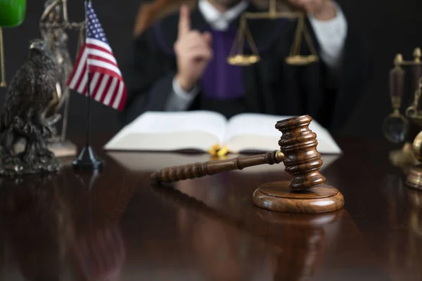 Judge Looking Legal Code Trial — Stock Photo, Image