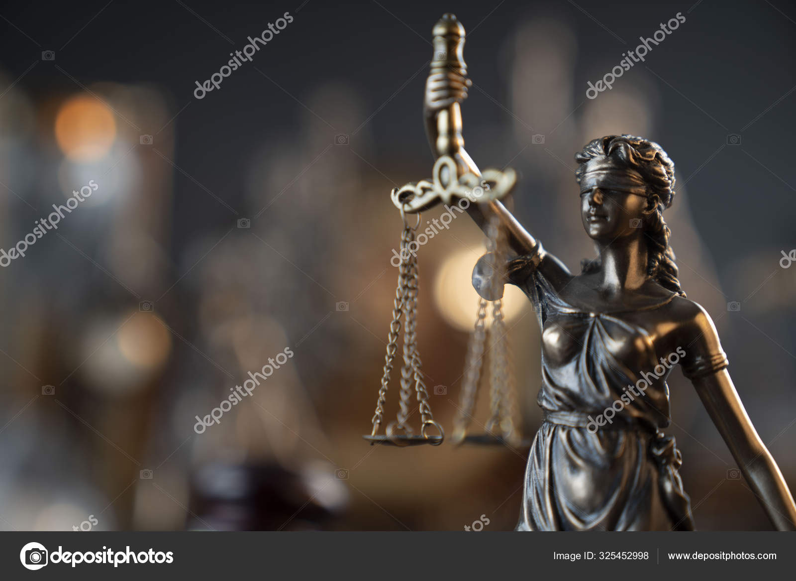 Law Justice Theme Themis Statue Scale Court Library Background