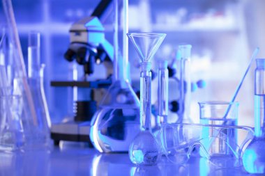 Laboratuvar ekipmanı bileşimi. Bilim konsepti.