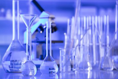 Laboratuvar ekipmanı bileşimi. Bilim konsepti.