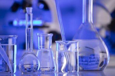 Laboratuvar ekipmanı bileşimi. Bilim konsepti.