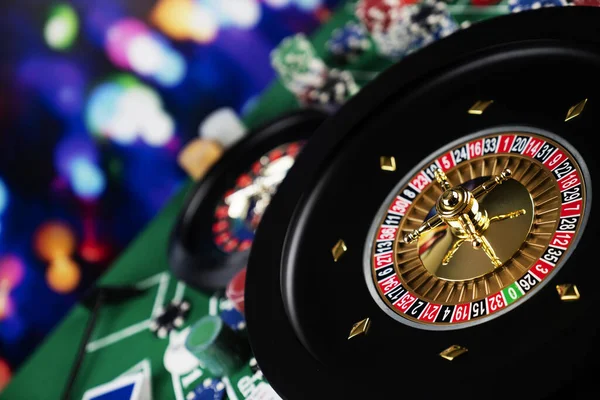 Roulette Bord Kasino Kasino Kändes Grönt Bord Med Röda Och — Stockfoto