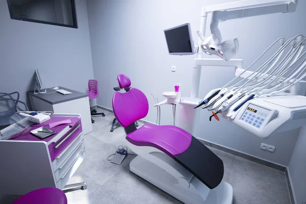 Studio Dentistico Moderno Sedia Dentale Altri Accessori Utilizzati Dai Dentisti — Foto Stock