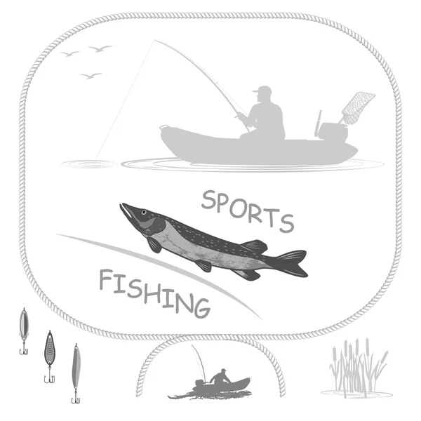 Pesca deportiva y un estilo de vida saludable — Archivo Imágenes Vectoriales