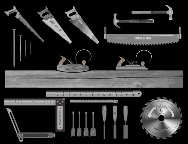 Pegue a melhor ferramenta e faça uma obra-prima de madeira —  Vetores de Stock