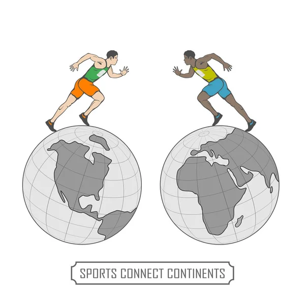 Spor birleştiren bizim dünya tüm halklar — Stok Vektör