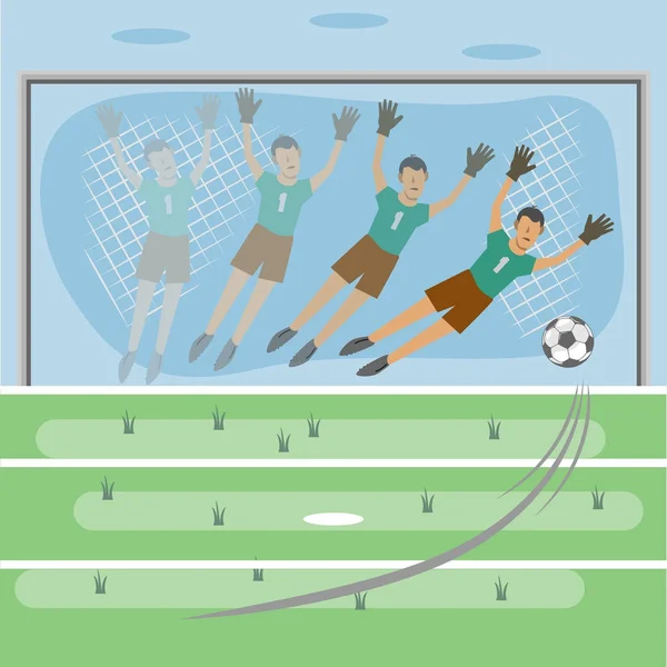 Goalkeeper, gate, soccer, competition, football, goal, ball, vector, bridge, golden, california, athlete,  play, san, team, white, keeper, player, training, championship, confidence, playful, audience, kicking, struggle, limb, flying, rivalry, floodl — Stock Vector