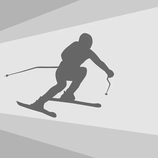 Sur Fond Montagnes Abstraites Une Personne Vite Ski Alpin Silhouette — Image vectorielle