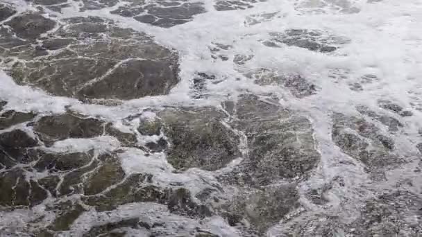 Fluxo Rápido Rio Espuma Está Flutuar Água Poder Natureza — Vídeo de Stock