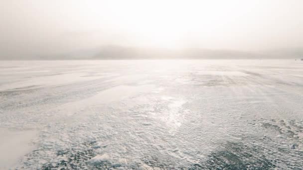 Gelo Rio Grande Vento Sopra Sopra Neve Dia Gelado Inverno — Vídeo de Stock