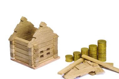 Ahşap ev blok sikke ile. (kredi finans, özellik ve ev
