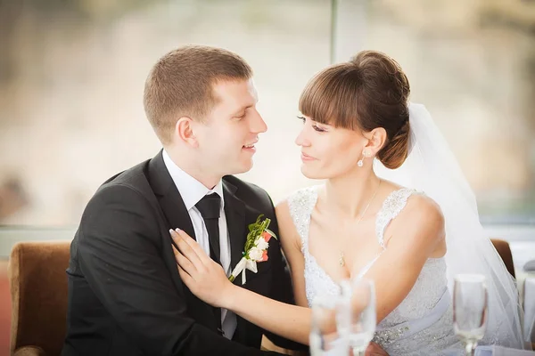 Чарівна наречена і наречений на весіллі святкують в розкоші — стокове фото