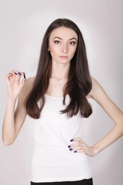 Woman Taking Medicine. Beautiful Girl With Pill Pack With Pills — Stock Photo, Image