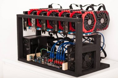 Cryptocurrency arka plan (araştırma sondaj platformu), yakın çekim Gpu dizisi